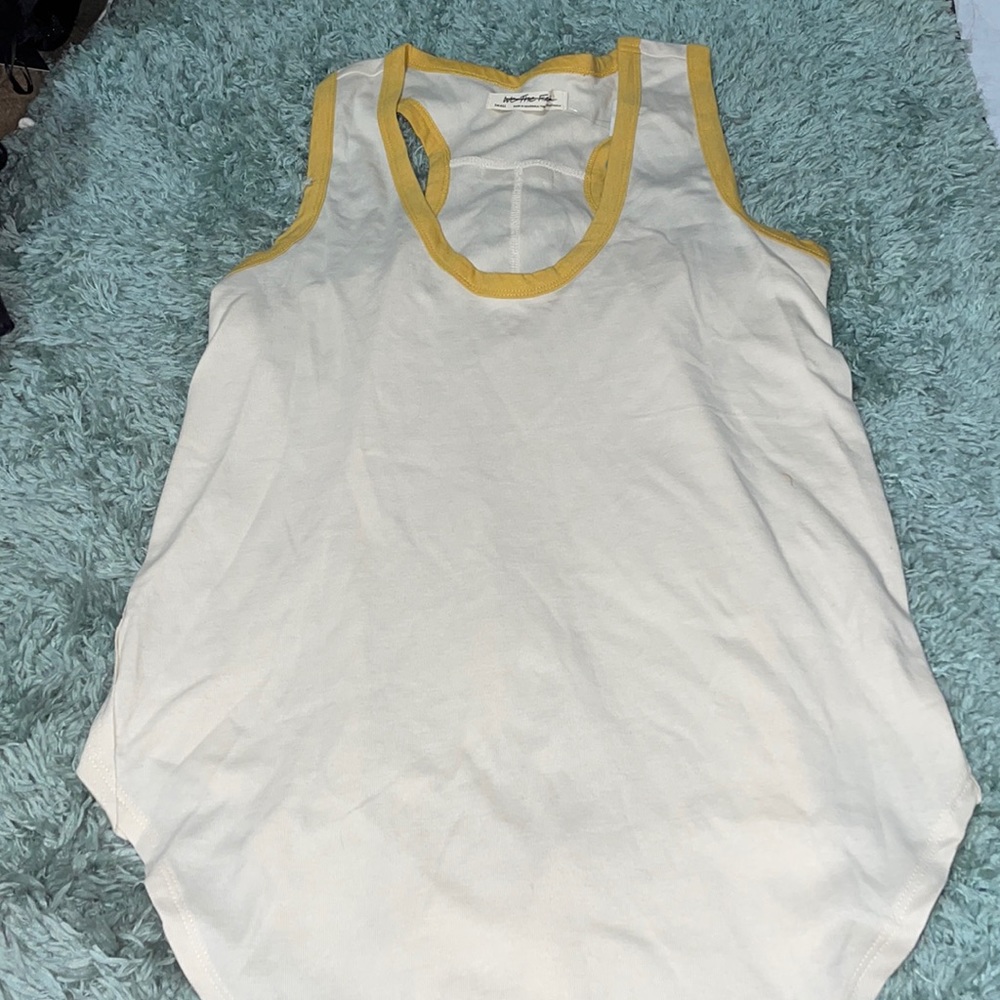 Free People Racerback Cream and Yellow Tank Top